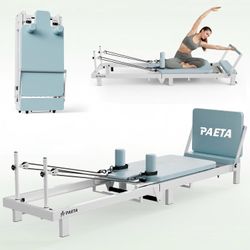 PAETA Pilates Reformer, 86" Foldable Reformer Pilates Machine for Home Use, with Dual Resistance- Springs and Cords, Pilates Equipment for Home Workou