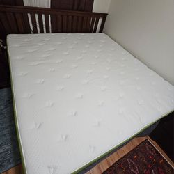 King size wooden bedframe with Novilla hybrid mattress