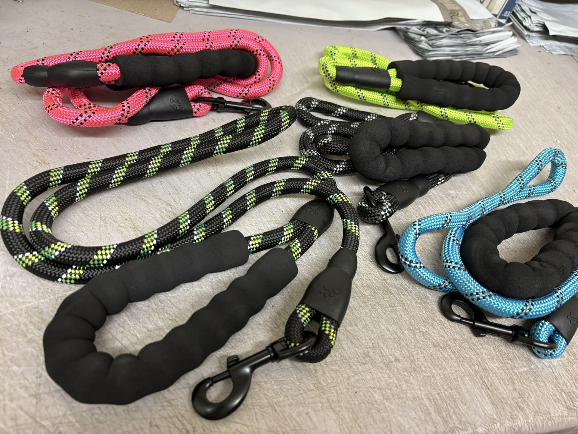 5ft 1/2in Strong Blue Dog Leash for Large Dogs & Medium Size Dogs - Highly Reflective Heavy Duty Dog Rope Leash with Soft Padded Anti-Slip Handle- for