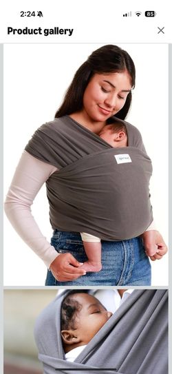 Sleepy Wrap Stretchy Ergonomic Baby Carrier Sling for Newborns to Toddlers - Hands-Free Lightweight Baby Wrap 7-35 lbs (Dark Gray)