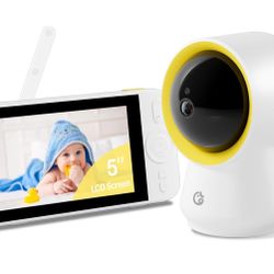 Baby Monitor No WiFi, Baby Monitor with Camera and Audio, 5" IPS 1080P with Wall Mount, 6000mAh Battery, 1000ft Range, Smart Monitoring 24hrs Playback