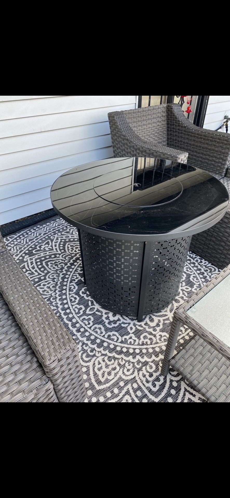 Black Glass Fire Table 