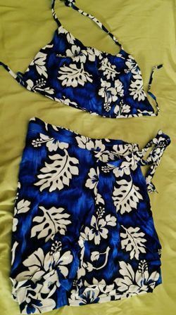 Tiki Palm Wrap skirt 2 pc set