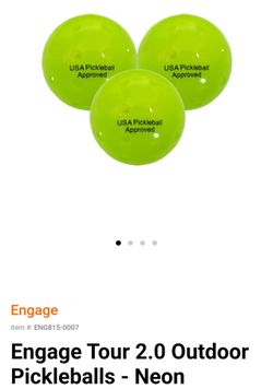 Engage Tour 2.0 Outdoor Pickleballs - Neon