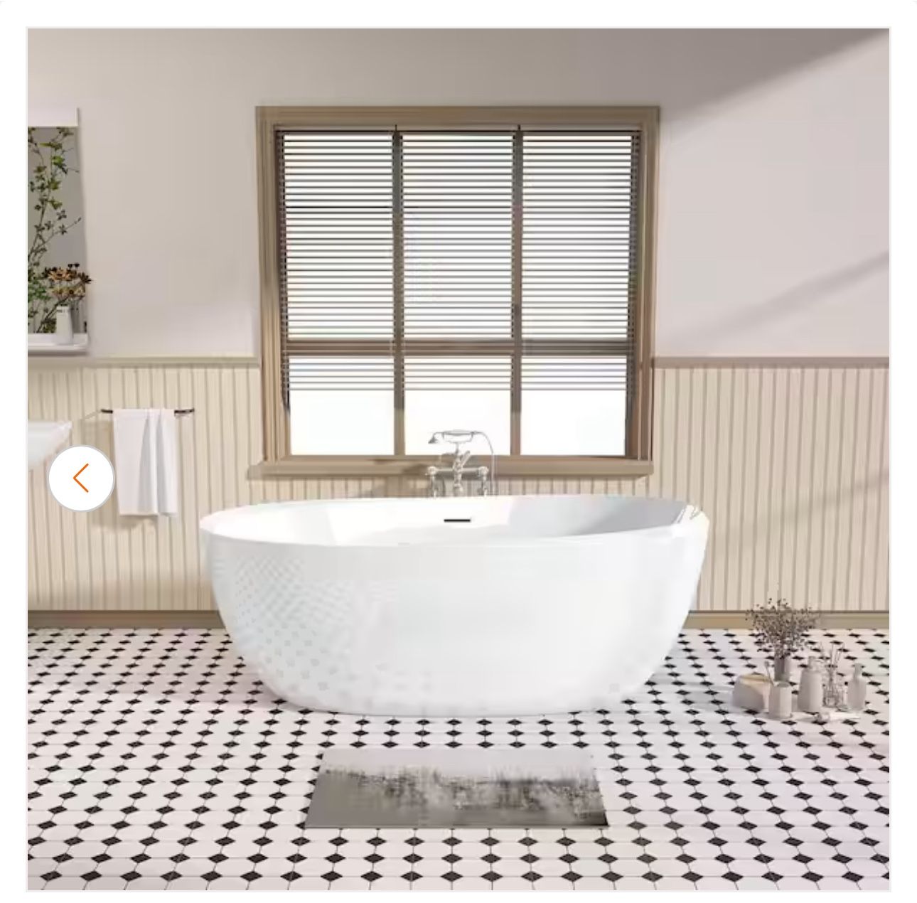 65 in. x 29.5 in. Acrylic Freestanding Flat Bottom Bathtub Soaking with Center Drain Free Standing Bathtub in White