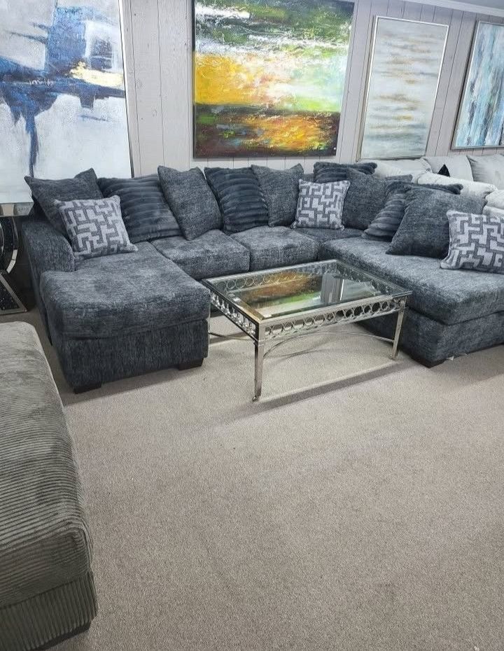 New Dark Gray Oversized Double Chaise Sectional