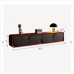 78.74'' Modern Wood TV stands with 4 Drawers, White & Balck Leaf Shaped - 78.7