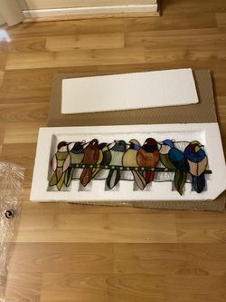 Melucee Stained Glass 9 Birds Hanging With Chain