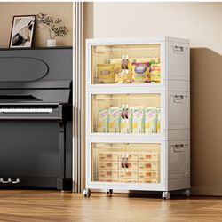 Brand New in box 63 Gallon 3-Tier Collapsible Storage Cabinet with Magnetic Doors & Wheels – 252 QT