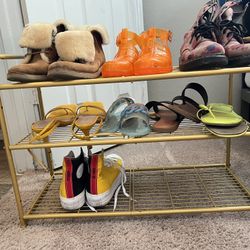 Three Tier Gold Shoe Rack