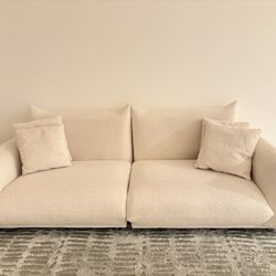 Cream Boucle Fabric Sofa