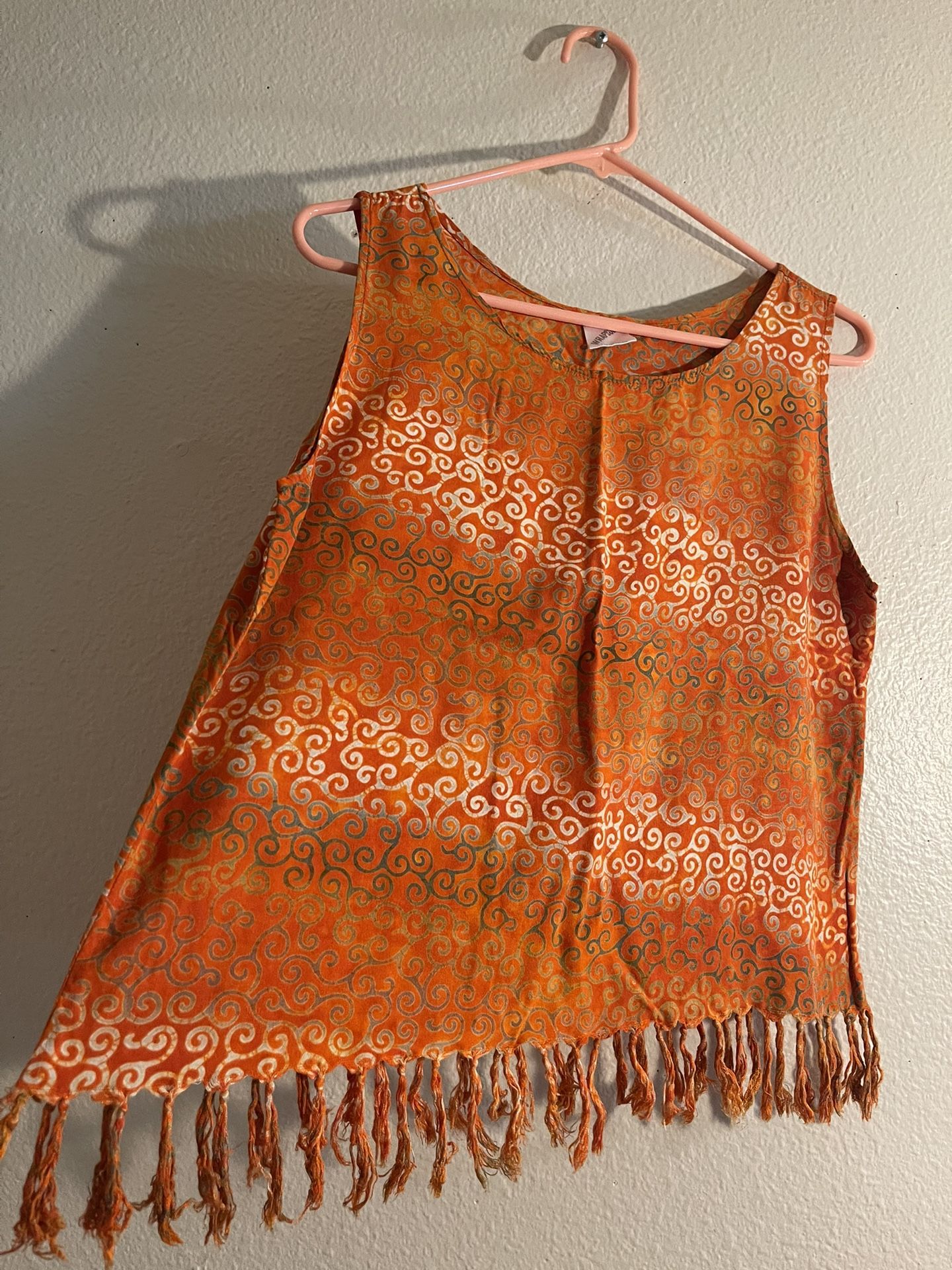 100% Cotton Beach Fringed Top Blouse