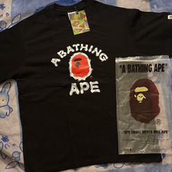 Bape t Shirt with red ape logo multiple sizes