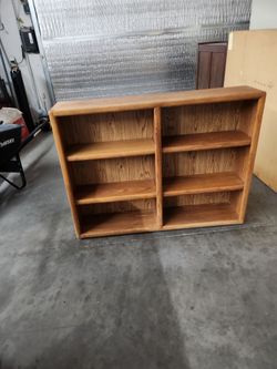 Wood Double Bookcase with 6 Shelves