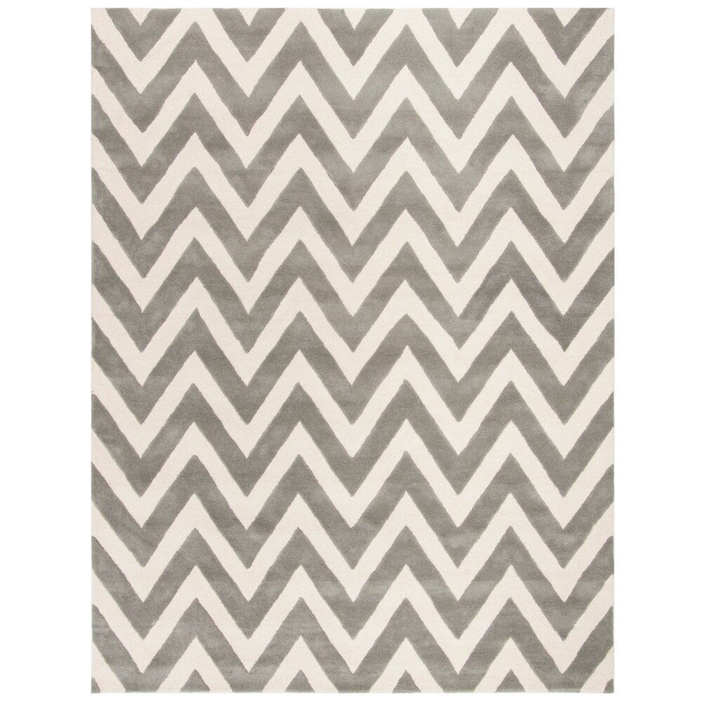Grey And White Chevron Rug