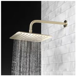 Allen + roth Reign 1.0 -Settings Brushed Gold 10-in Square Fixed Rain Shower Head 1.8 GPM