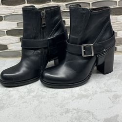 AllSaints Women's Booties Size 36 (US size 5.5) Black Leather 3.5 Inch Heel