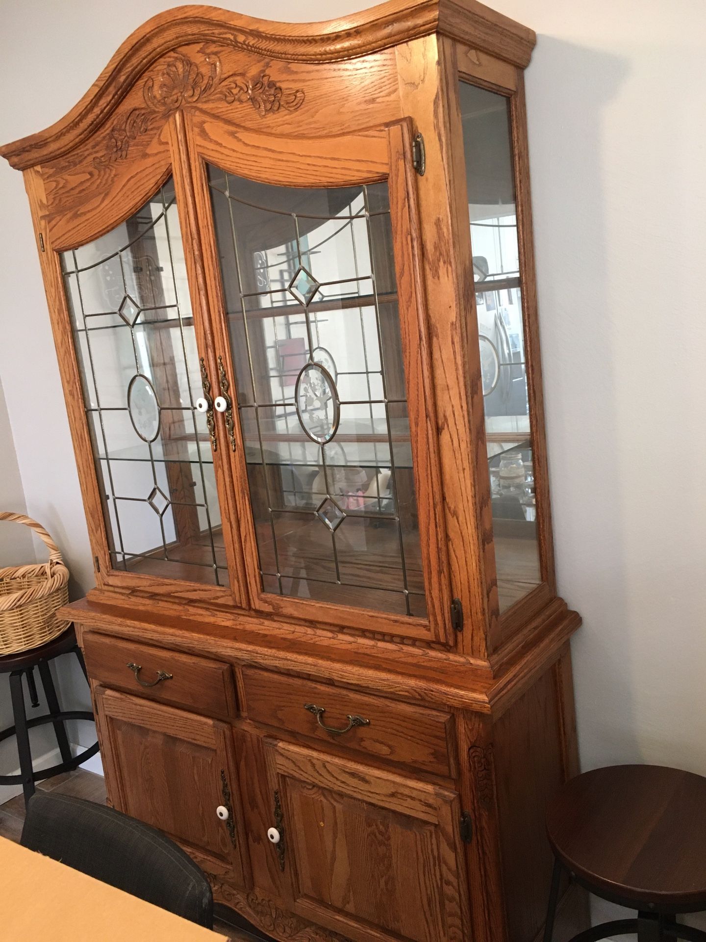 Carved China hutch