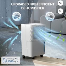 KISSAIR Dehumidifier for Home, 71oz Water Tank, 1500 sq.ft Portable and Ultra Quiet, Auto Defrost with Drain Hose