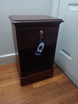 Dark Wood Nightstand With A Single Top Drawer And An Open Lower Storage Compartment New