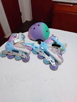 Girls Size medium inline skates and helmet all for
