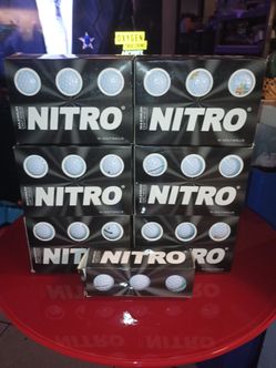 Nitro Ultimate Distance Golf Balls, designed with a 2-piece construction for maximum drive power.Each box contains 12 white balls featuring a reactive