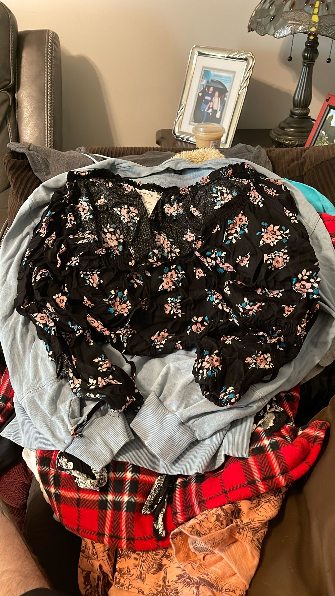 Off The Shoulder Floral Black Top