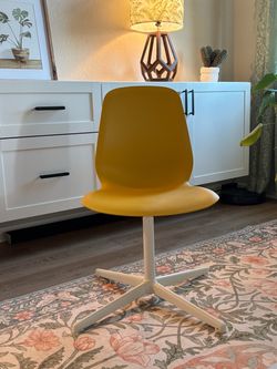 IKEA Balsberget Swivel Desk / Accent Chair – Mustard Yellow & White