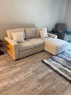 Cream sofa with chaise