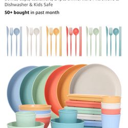 Wheat Straw Dinnerware Sets, Unbreakable Dinnerware Set for 6, Reusable Lightweight Tableware Dinner Dishes, Bowls, Cups, tableware, 24pcs Dinnerware 