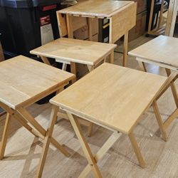 Wooden Folding Table Set With Stand 