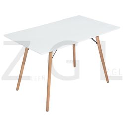 Homy Casa MICK SQUARE Modern Outdoor Dining Table, 120x70x75cm, White MDF Top, Beech Wood Legs Open Box
