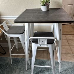 LumiSource 3 Piece Bar-Height Industrial Pub Table  Set