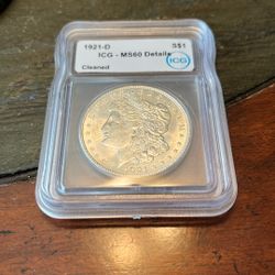 1921-D Morgan Silver Dollar Graded MS60! UNC