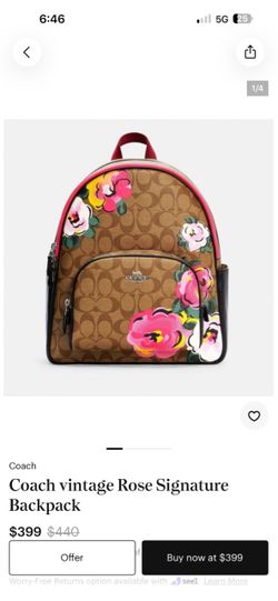 Coach Signature Canvas Floral Backpack