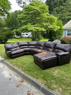 Free brown leather sectional