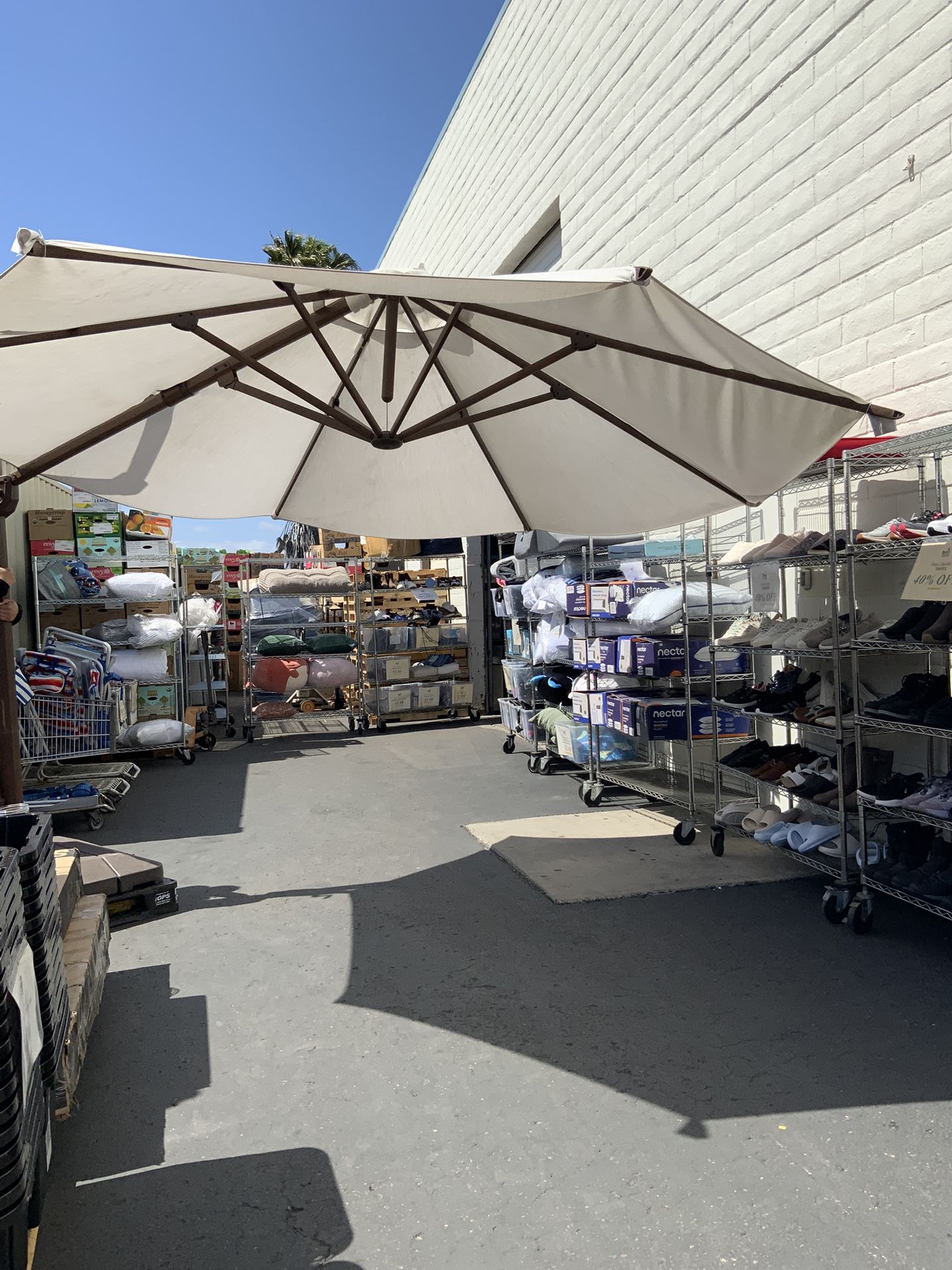 Seasons Sentry 13 ft. Round Woodgrain Aluminum Cantilever Umbrella