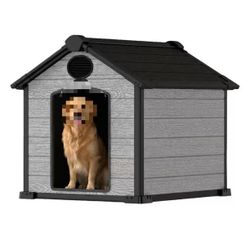 ❤️‍🔥 Large Dog House Outdoor, Extra Large 46" Insulated Igloo Design with Elevated Floor, For Large Dogs with Spacious Interior, Cement Grey $ 120