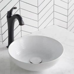 KRAUS
Viva 13 in. Round Porcelain Ceramic Vessel Sink in White