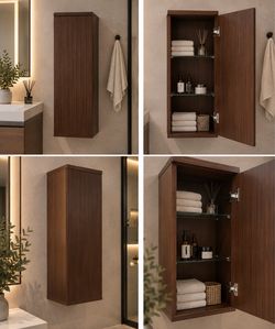 Wall-Mounted Bathroom Storage Cabinet Dark Walnut