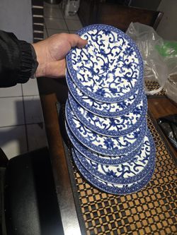 Ralph Lauren Mandarin Blue Scroll Salad Plate 8.5"x 7