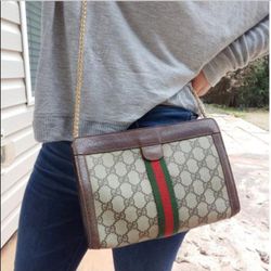 Authentic Vintage Gucci GG Monogram Supreme Sherry Web Ophidia Neo Clutch Fanny Bum Waist Belt Crossbody Bag 