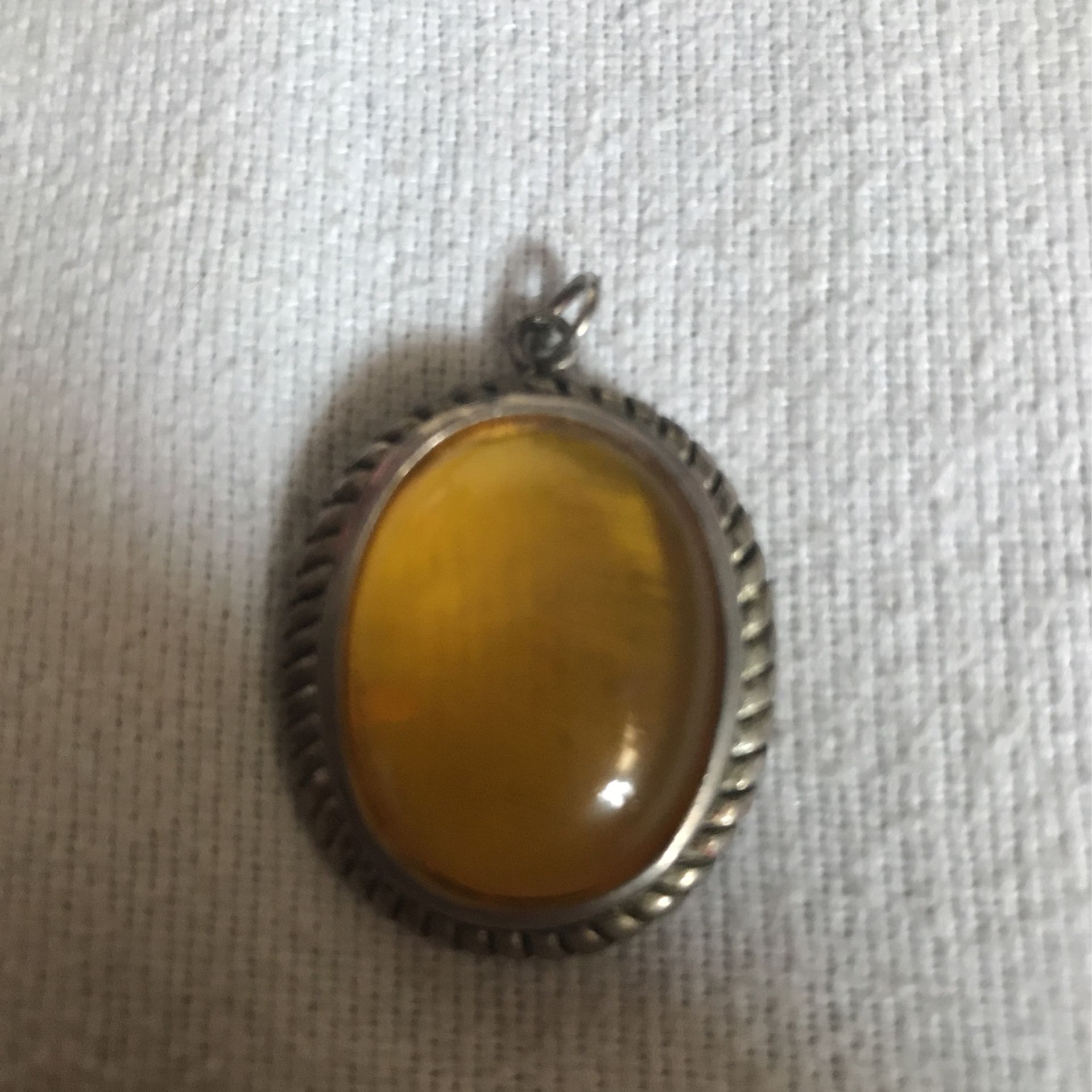 Sterling  Silver About 11/2 Inch  Center Stone  Citrine Color Stone 