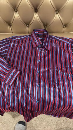 Leonardi Italy Striped Satin Dress Shirt