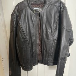 Buffalo Leather Motorcycle Jacket XL (Brown)