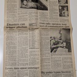 Stockton Record Oct 18 1989 Killer Quake Earthquake Coverage Partial Page Historic News

