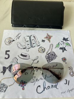 Chanel Sunglasses Rimless Silver Grey Mirrored