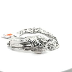 925 Sterling Silver San Judas Cuban Bracelet 8” 10.8mm 28.90grams 