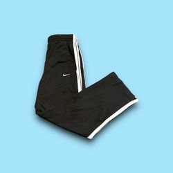 Nike sportswear wide leg striped dri-fit track pants black & white mens large 
