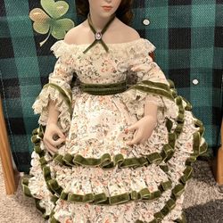 Danbury Mint Norman Rockwell THE SAMPLER Porcelain Doll With Sitting Chair
